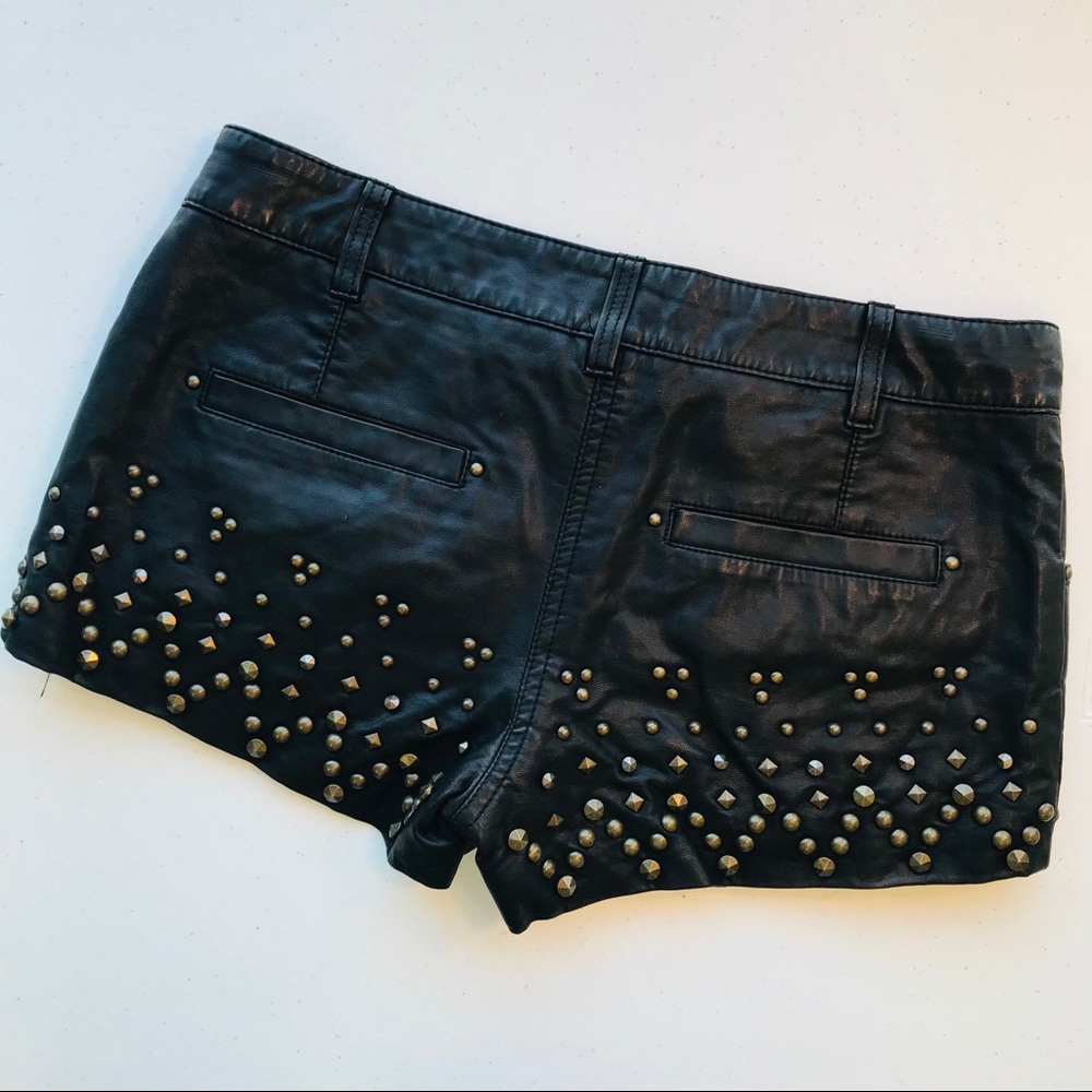 Free People Studded Rocker  Vegan Leather Shorts 2 - Picture 9 of 10